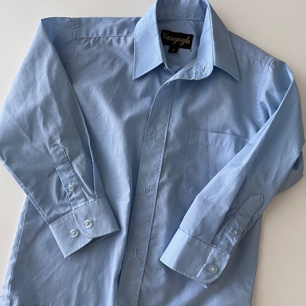 Boys blue dress shirt button down